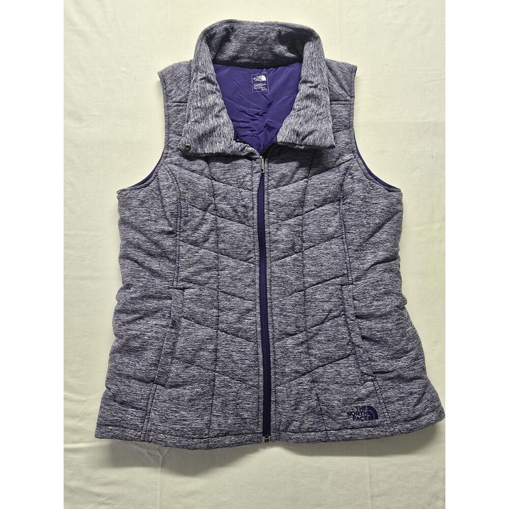 The North Face Heathered Blue Quilted Full Zip Pockets Vest Women's XL Regular